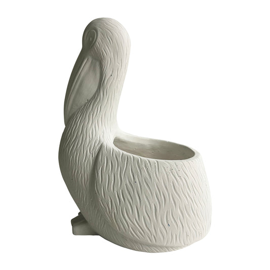 Contemporary White Pelican Planter w Hole + Plug 24cm - Image 2
