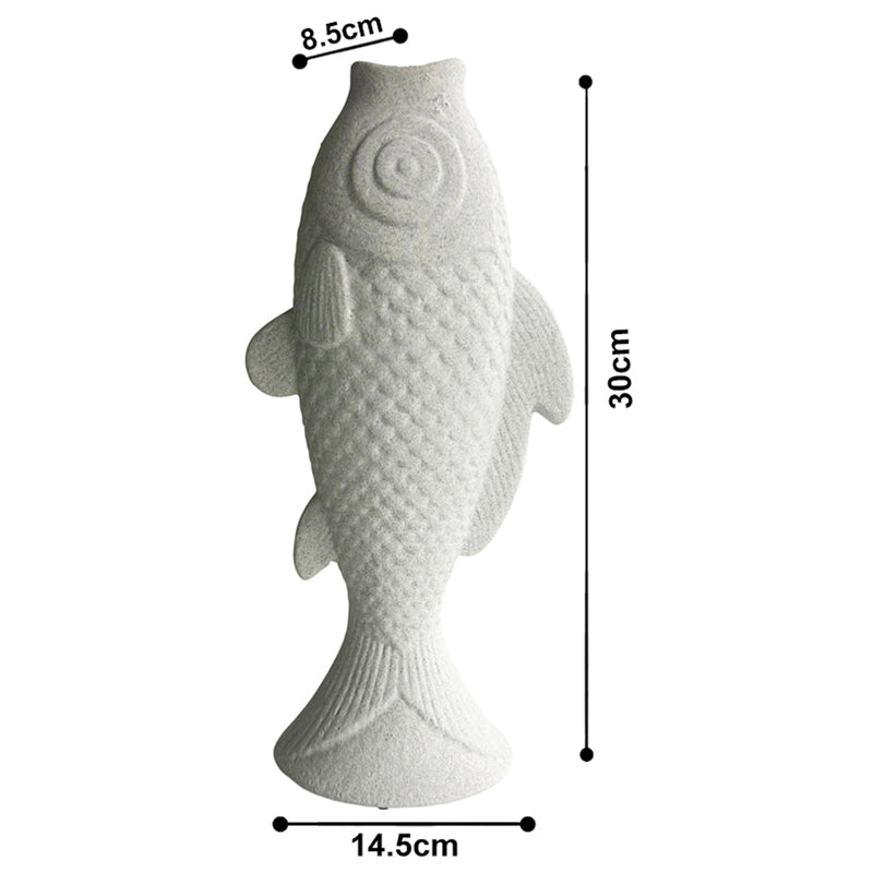 Contemporary White Fish Vase / Ornament 30cm - Image 4