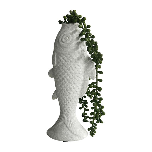 Contemporary White Fish Vase / Ornament 24cm