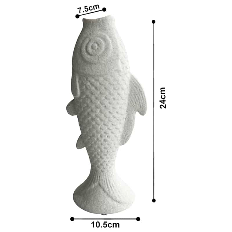 Contemporary White Fish Vase / Ornament 24cm - Image 4