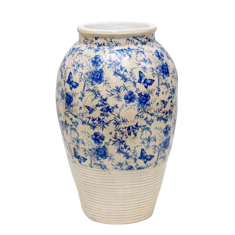 Glazed Blue Stoneware Look Vase 25cm - Image 2