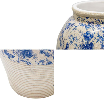 Glazed Blue Stoneware Look Vase 25cm - Image 3