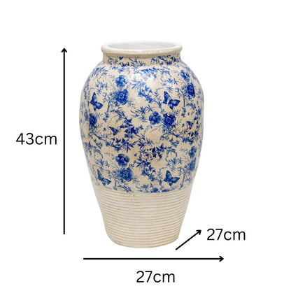 Glazed Blue Stoneware Look Vase 25cm - Image 4