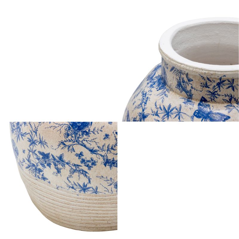 Glazed Blue Stoneware Look Vase 33cm - Image 3