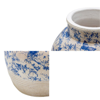Glazed Blue Stoneware Look Vase 33cm - Image 3