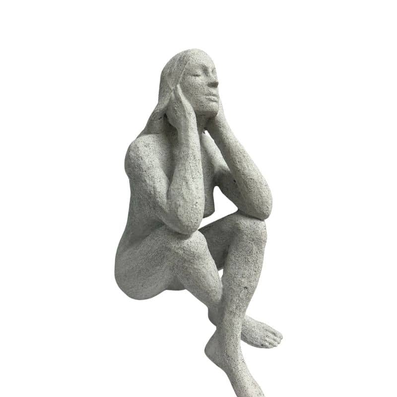 Lady Statue w Elbows On Knees 23cm - Image 2