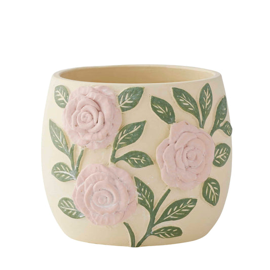 Embossed Rose Planter w/Hole & Plug 16.5*13cm