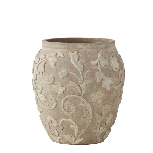 Embossed Fleur Vase/Planter w/Hole & Plug 21.5*24cm