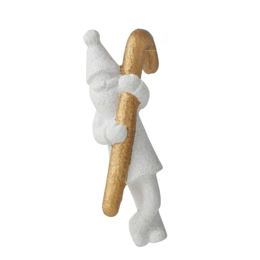 White/Gold Santa w/Cane Pot Hanger