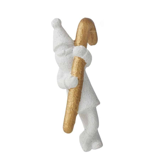 White/Gold Santa w/Cane Pot Hanger