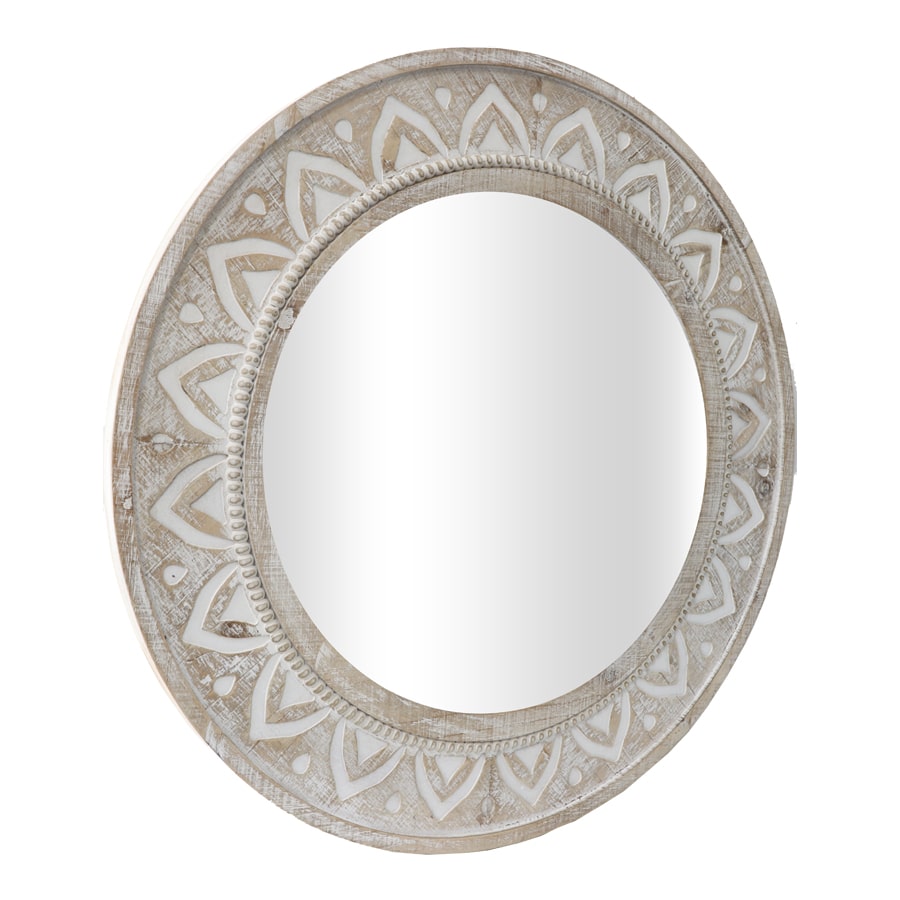 XL Carved Hamptons Style Round Mirror 70cm
