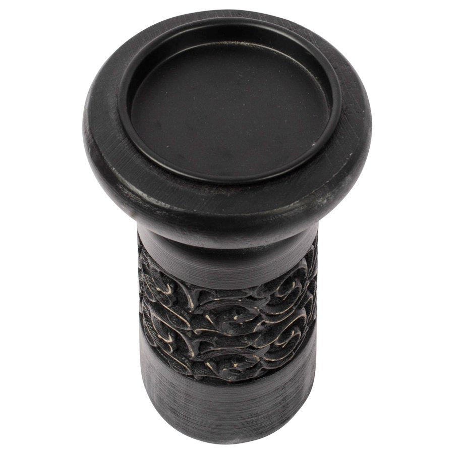 Nero Carved Pillar Candleholder 11x23cm - Image 2