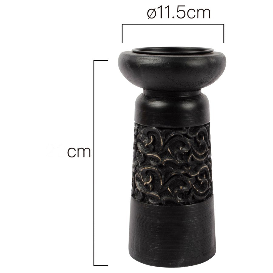 Nero Carved Pillar Candleholder 11x23cm - Image 4