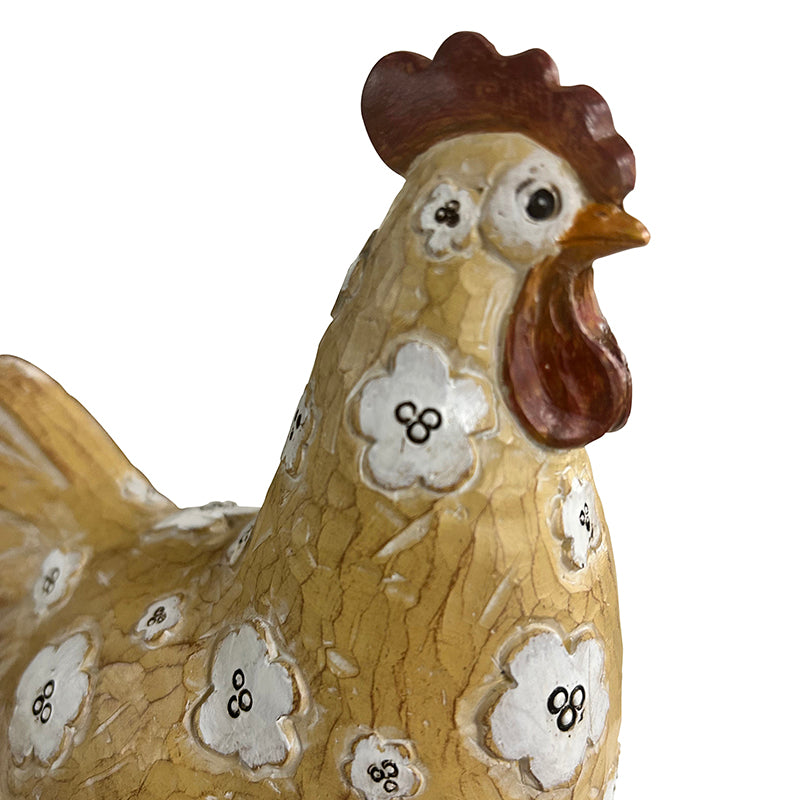 Decorative Fawn Rooster w Flowers 24cm - Image 4