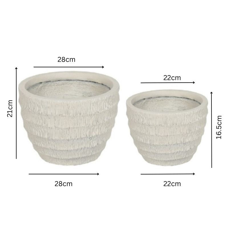 Set 2 Nested Ribbed Textured Planters 28cm, 21cm - Image 5