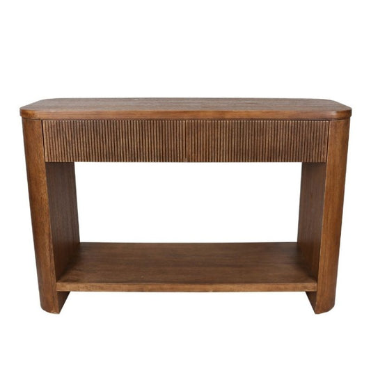Mid-Century Style Console Table W 2 Drawers + Shelf 122x80cm