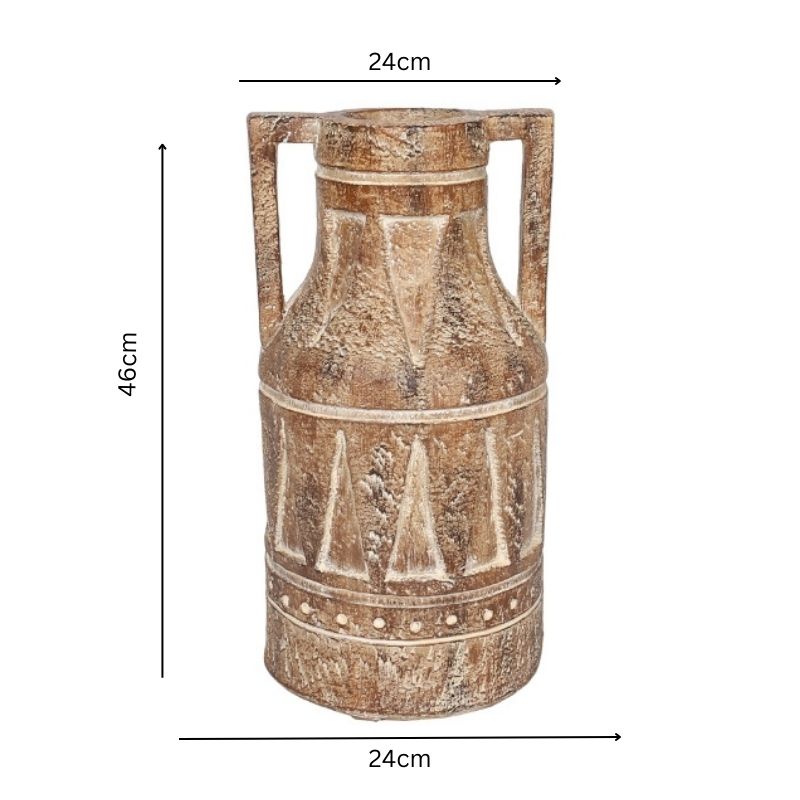 Aged Tribal Style Decorative Urn / Dried Flower Vase 46cm - Image 5