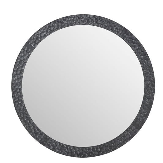 Textured Round Black Mirror 80cm