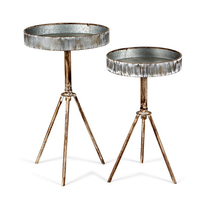 Set 2 Nested Galvanised Side Tables 40x70cm