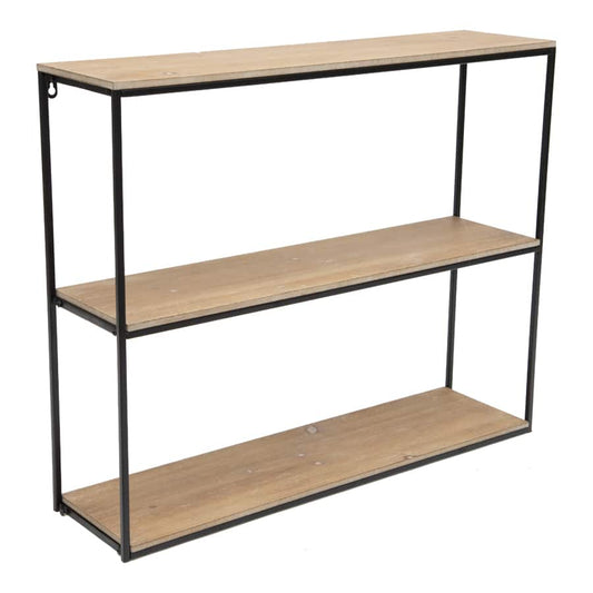Contemporary Black Frame 3 Shelf Wall Unit 76x20cm