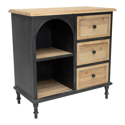 Nero Arc 3 Drawer Shelved Cabinet 80cm