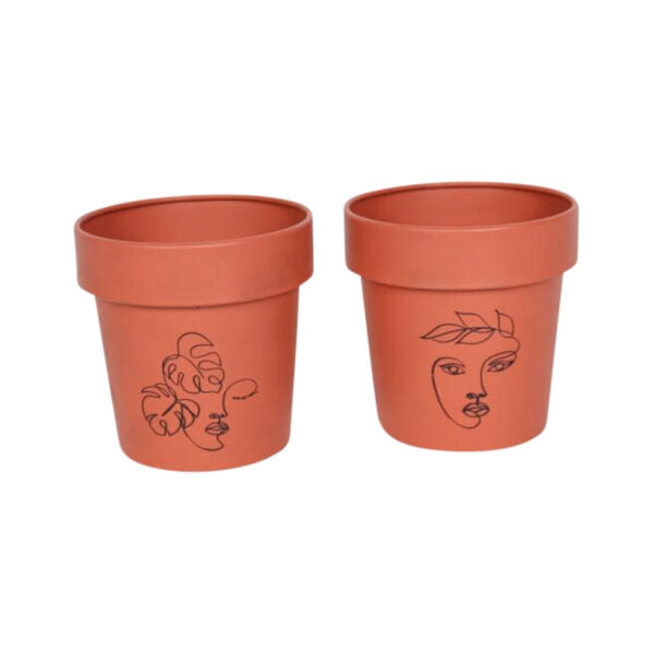 Set 2 Line Art Pot planters Assort 13cm - Image 2