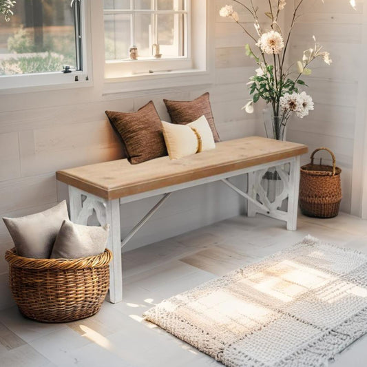 Lorette French Quatrefoil Bench 112cm