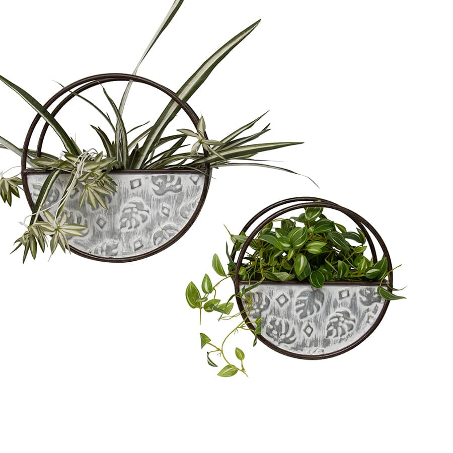 Set 2 Nested Floating Monstera Wall Planters 35x14cm