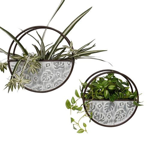 Set 2 Nested Floating Monstera Wall Planters 35x14cm