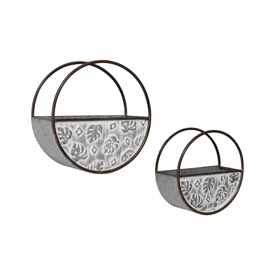Set 2 Nested Floating Monstera Wall Planters 35x14cm - Image 3