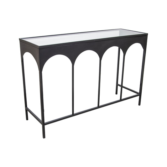Nero Arc Glass Top Console Table 120cm