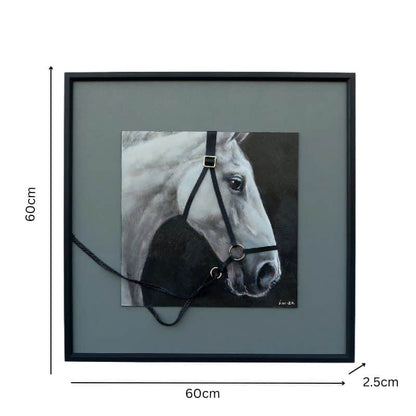 Horse w 3D Bridle Framed Canvas Wall Art 60cm - Image 5