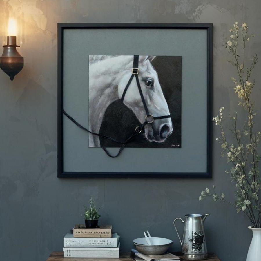 Horse w 3D Bridle Framed Canvas Wall Art 60cm - Image 2