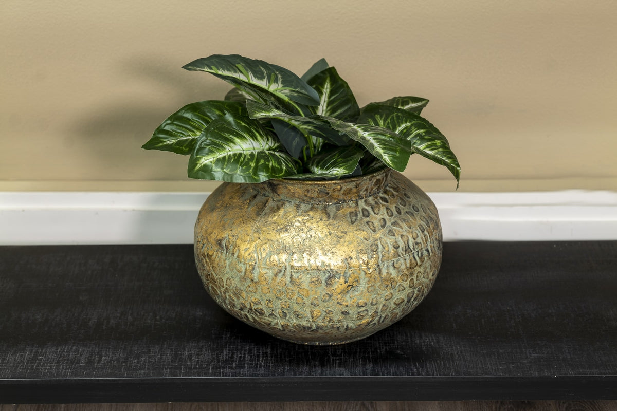 Hammered Squat Bowl Lip-Antique Gold 28x21cm - Image 2