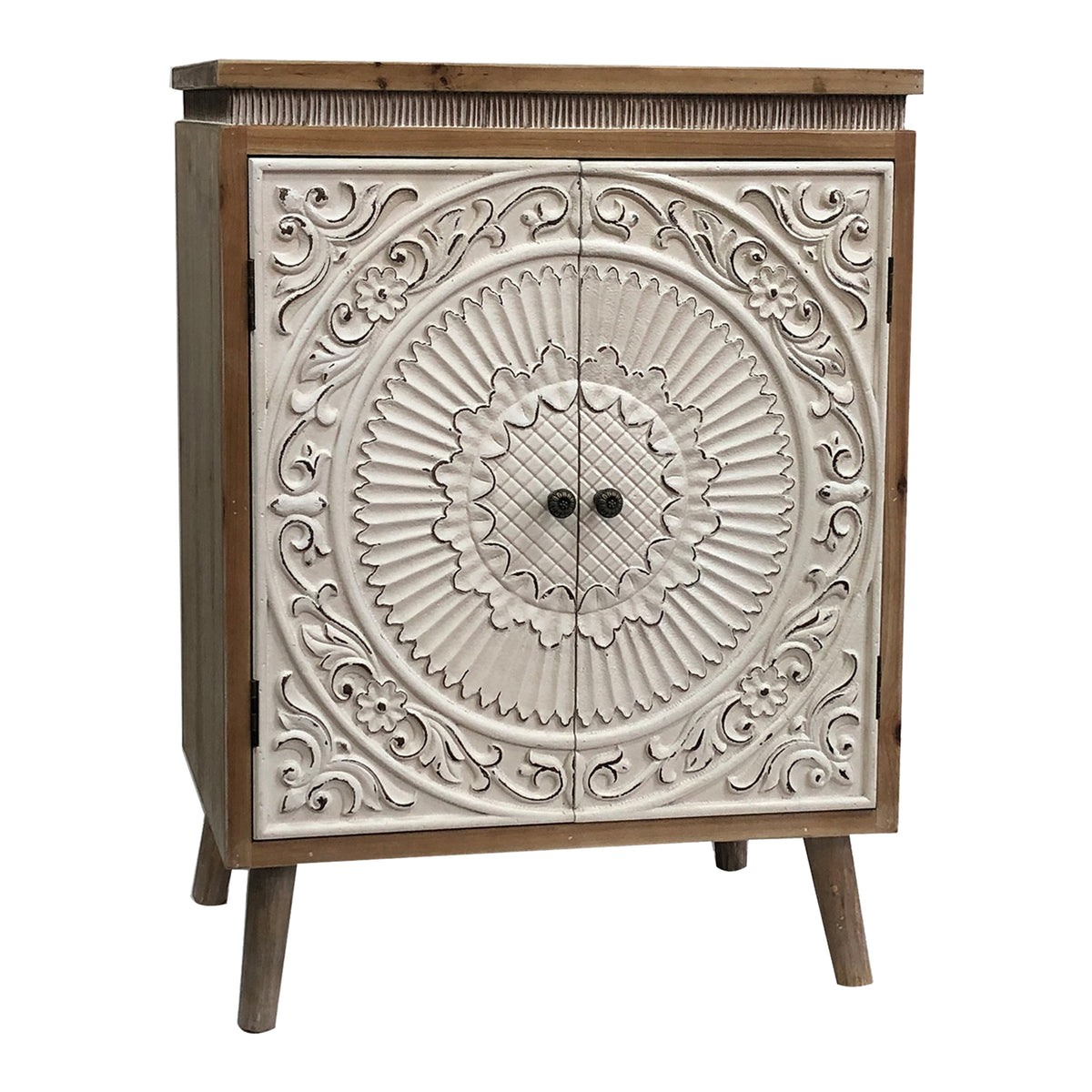 Moulded Mandala Double-Door Cabinet 65x87cm