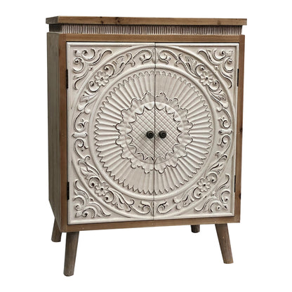 Moulded Mandala Double-Door Cabinet 65x87cm
