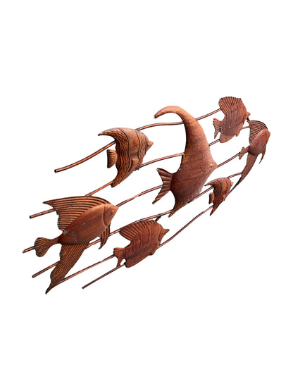 Rust School Of Fish Wall Art 90cm - Image 2