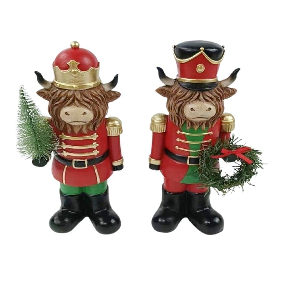 Highland Cow Nutcracker Christmas Figurine 2 Asst