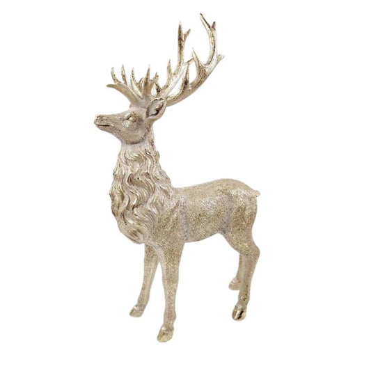 Large Standing Champagne Reindeer Figurine