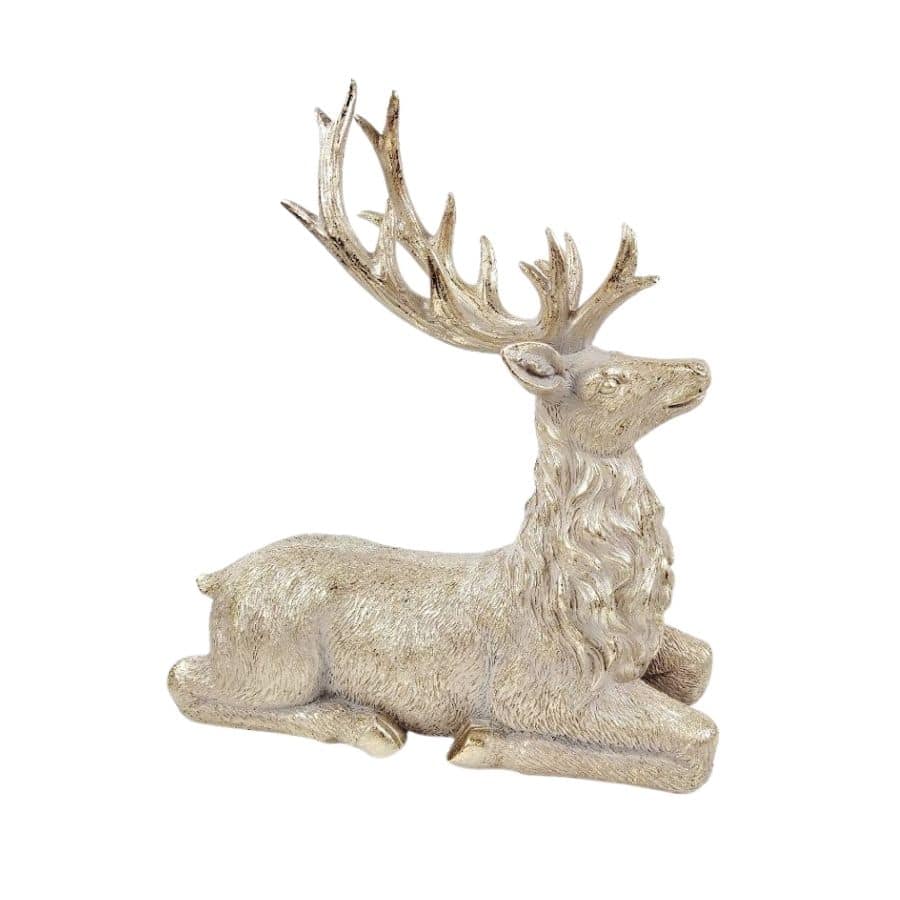 Sitting Champagne Reindeer Figurine