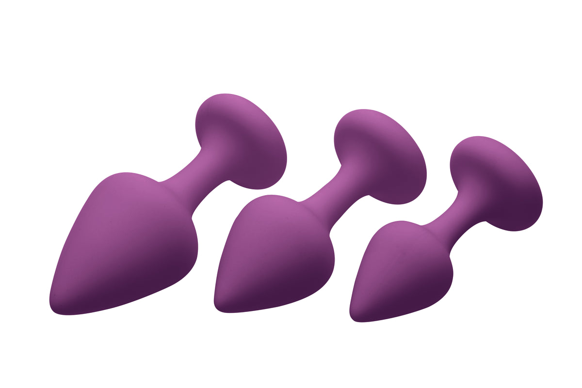 Purple Pleasures 3 Pc Silicone Anal Plugs