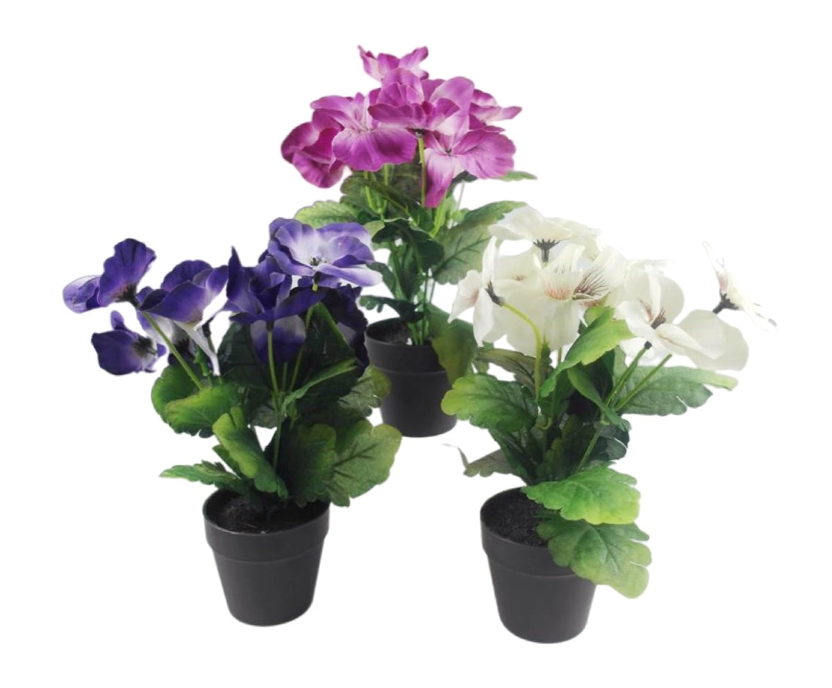 Set 3 Artificial Flowers in Pot 21cm