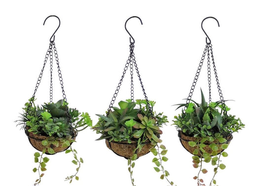 Set 3 Artificial Hanging Succulents 38cm