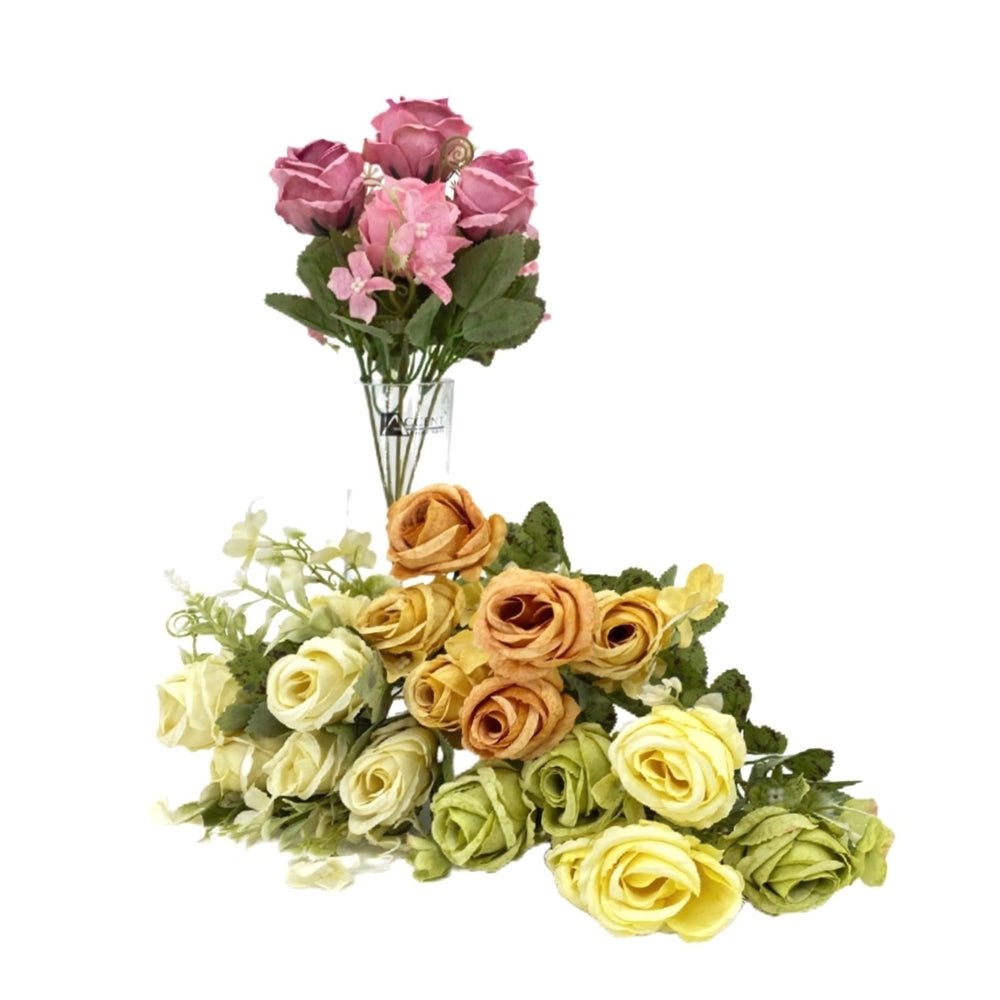 bulk 24 Artificial Close Head Roses 6 Heads Assorted 28cm