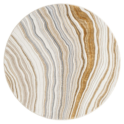 Amber 185 Stone Abstract, Geometric Round Rug