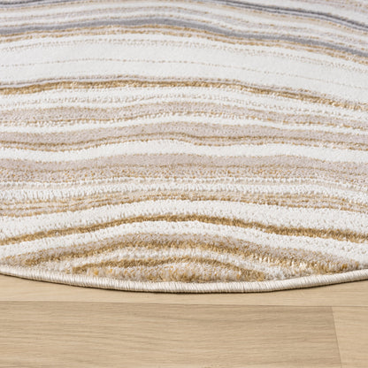 Amber 185 Stone Abstract, Geometric Round Rug