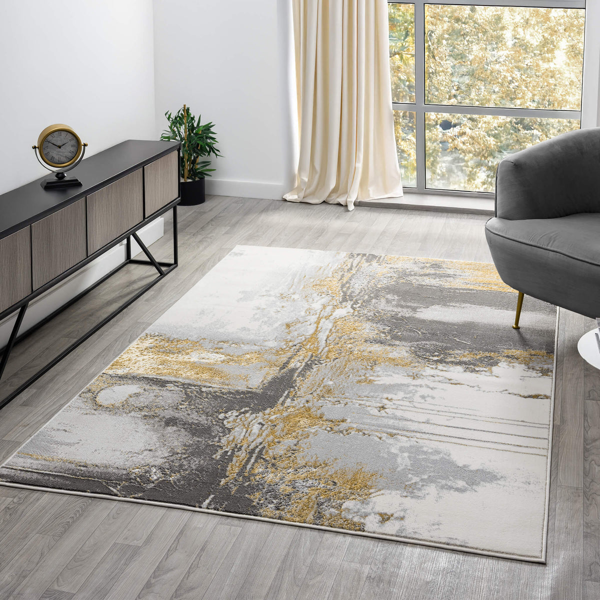 Amber 217 Slate Abstract, Geometric Rug