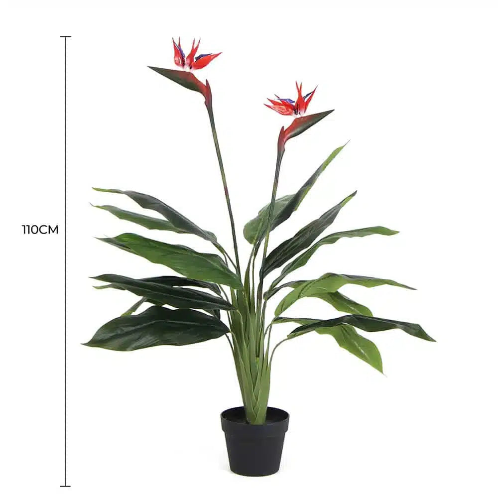 Artificial Bird of Paradise Plant 110cm (Red Flowers) - Image 2
