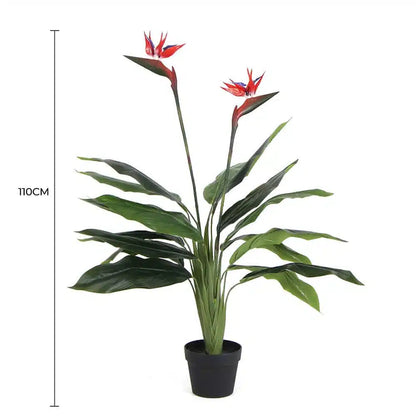 Artificial Bird of Paradise Plant 110cm (Red Flowers) - Image 2