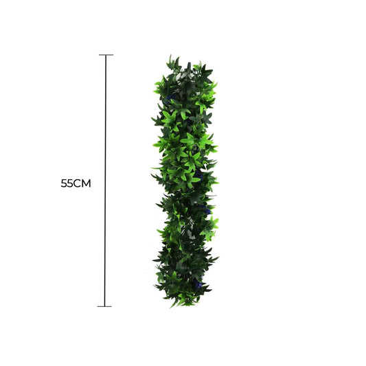 Artificial Extendable Hanging Bright Green Ivy Bush with Purple Flowers 55cm UV Resistant